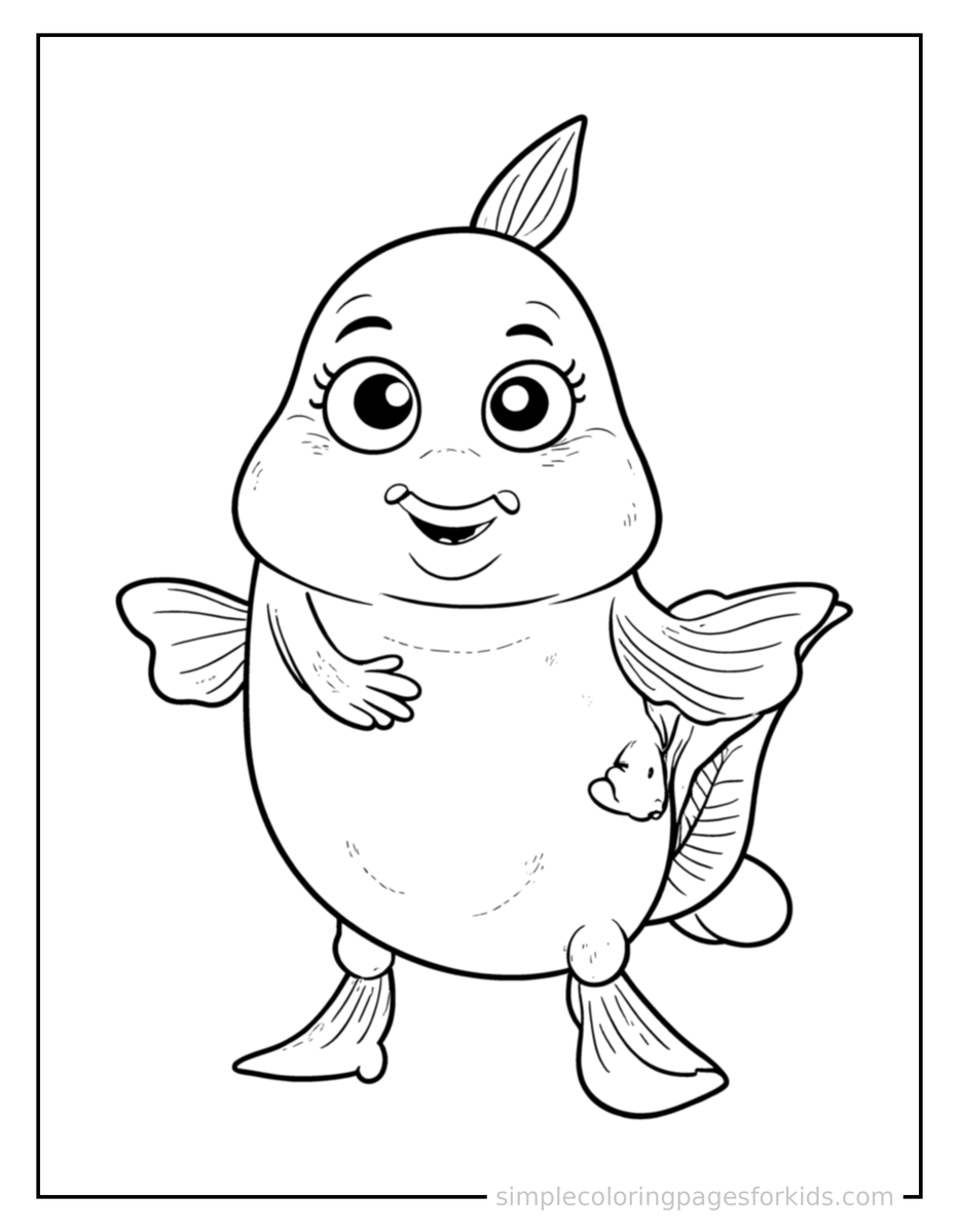 Proud Friendly Fish Companion With Big Eyes Coloring Page