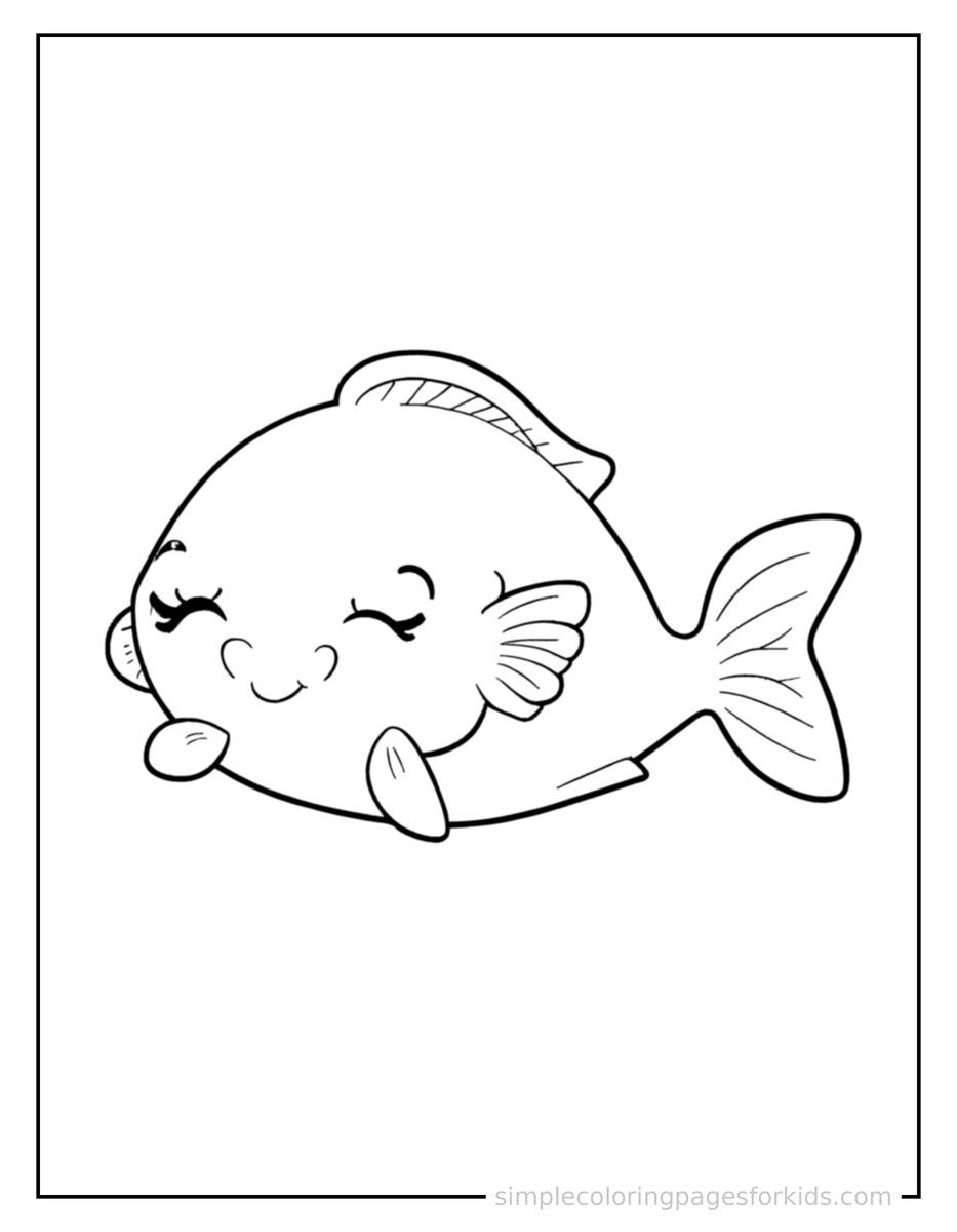 Sleepy Friendly Fish Companion With Big Eyes Coloring Page