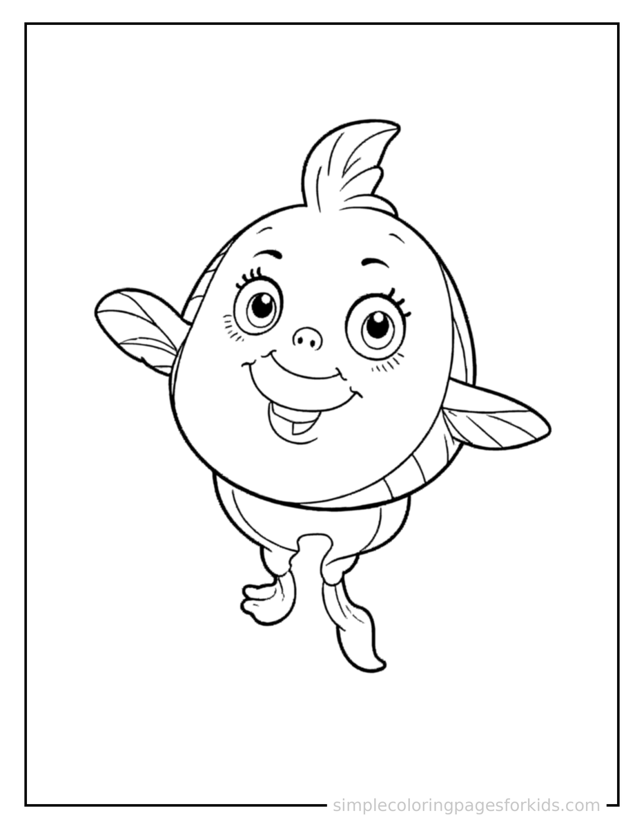 Jumping Friendly Fish Companion With Big Eyes Coloring Page