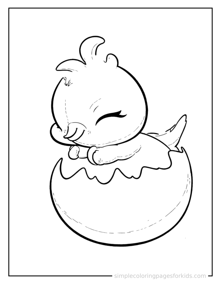 Sleepy Baby Phoenix Hatching From A Glowing Egg Coloring Page