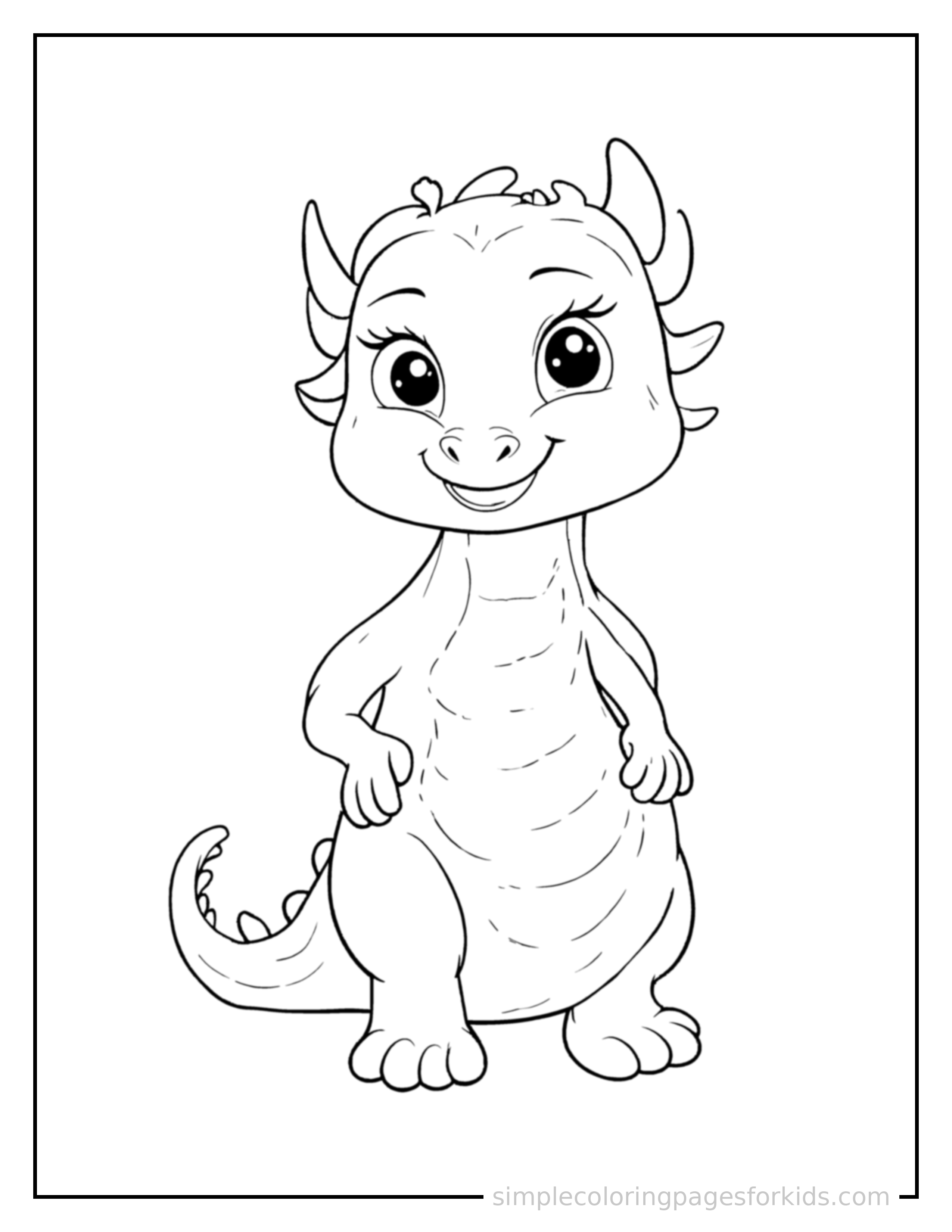 Free printable dragon egg about to hatch with cracks glowing coloring page featuring a cute dragon egg about to hatch with cracks glowing standing proudly with hands on hips, chest out, big sparkling happy eyes and open smile.