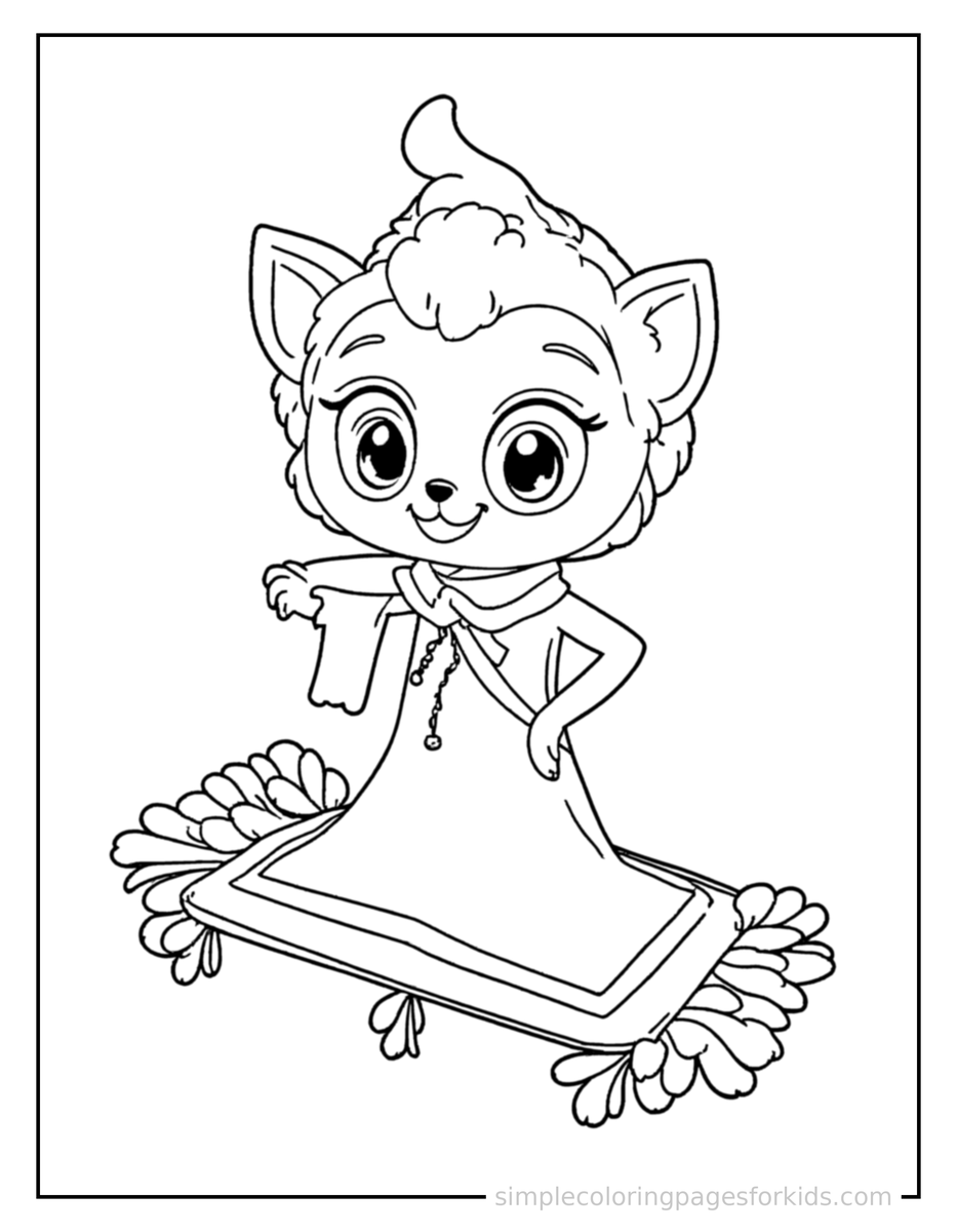 Proud Flying Magic Carpet With Tassels Coloring Page