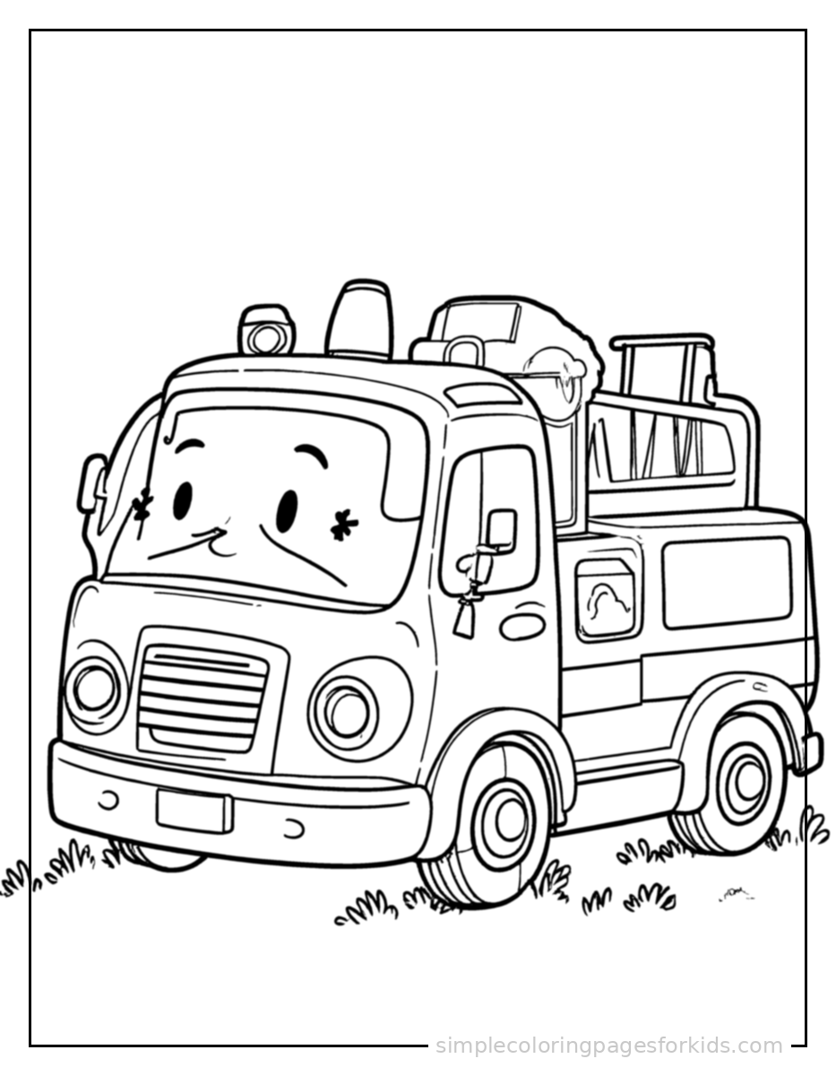 Printable fire truck coloring page for kids