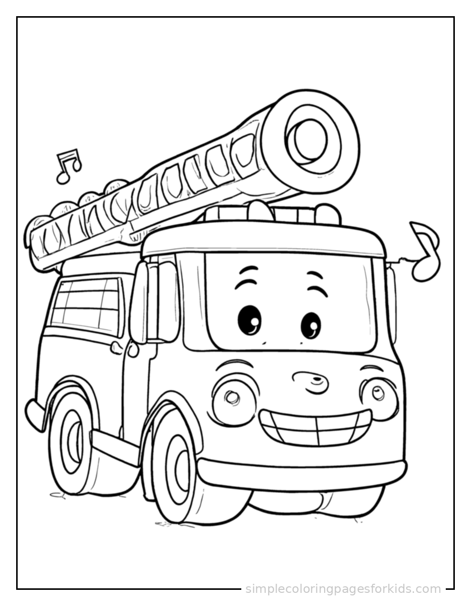 Printable fire truck coloring page for kids