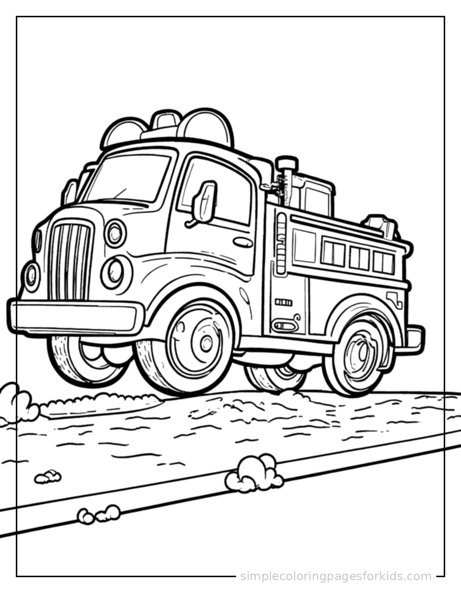 Printable fire truck coloring page for kids