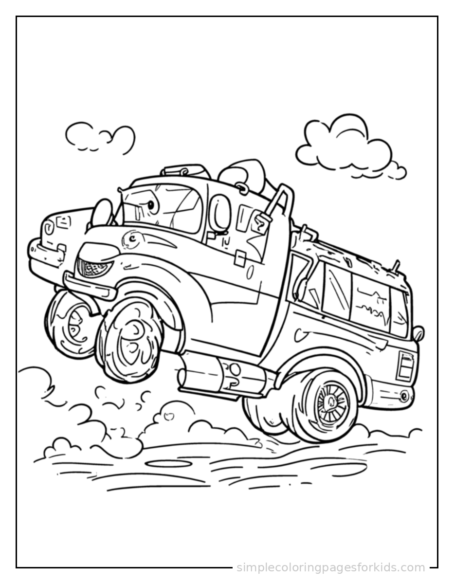 Printable fire truck coloring page for kids