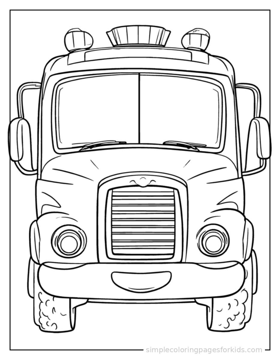 Printable fire truck coloring page for kids