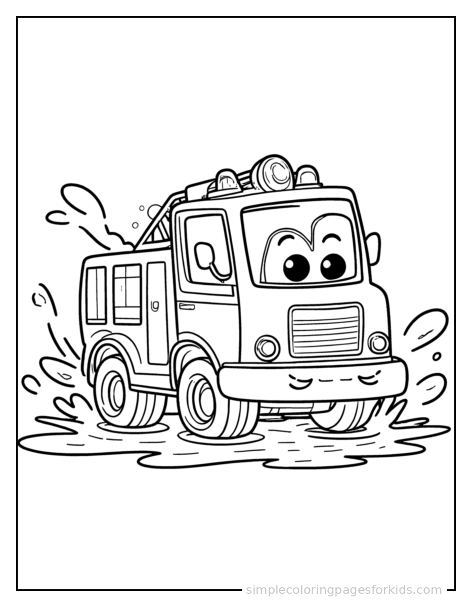 Printable fire truck coloring page for kids