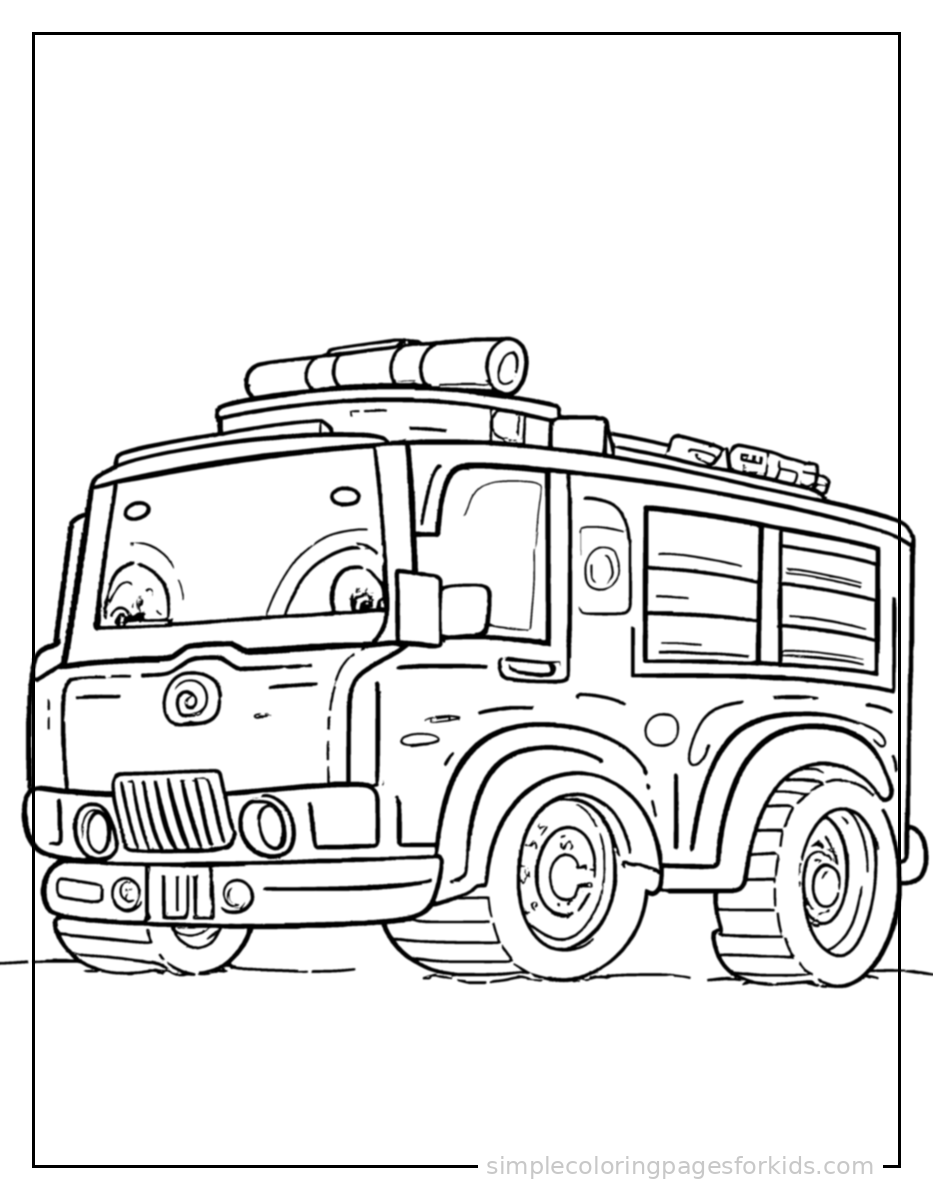 Printable fire truck coloring page for kids