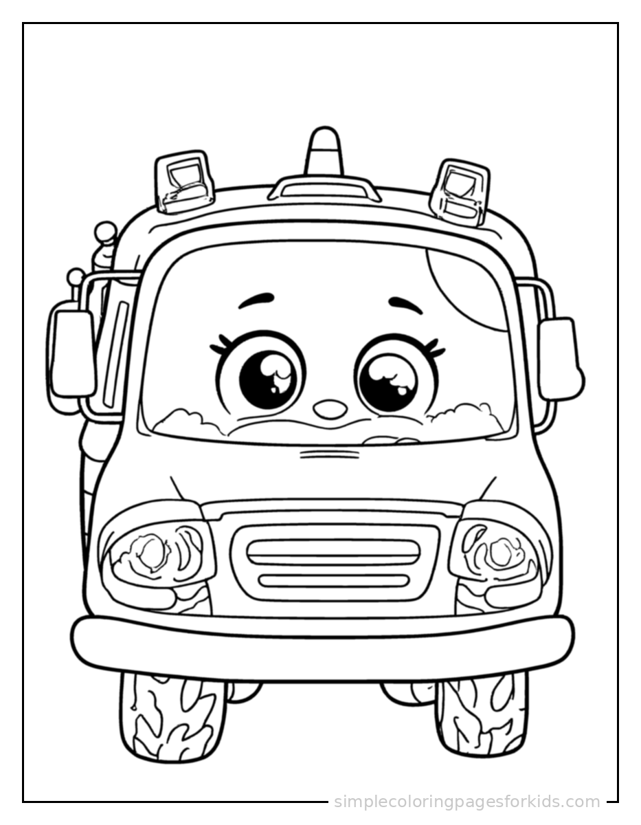 Printable fire truck coloring page for kids