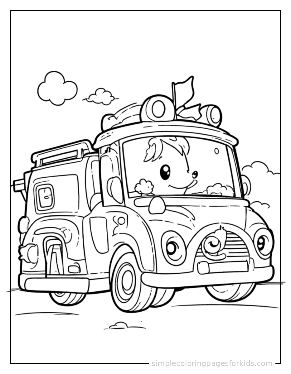 Printable fire truck coloring page for kids