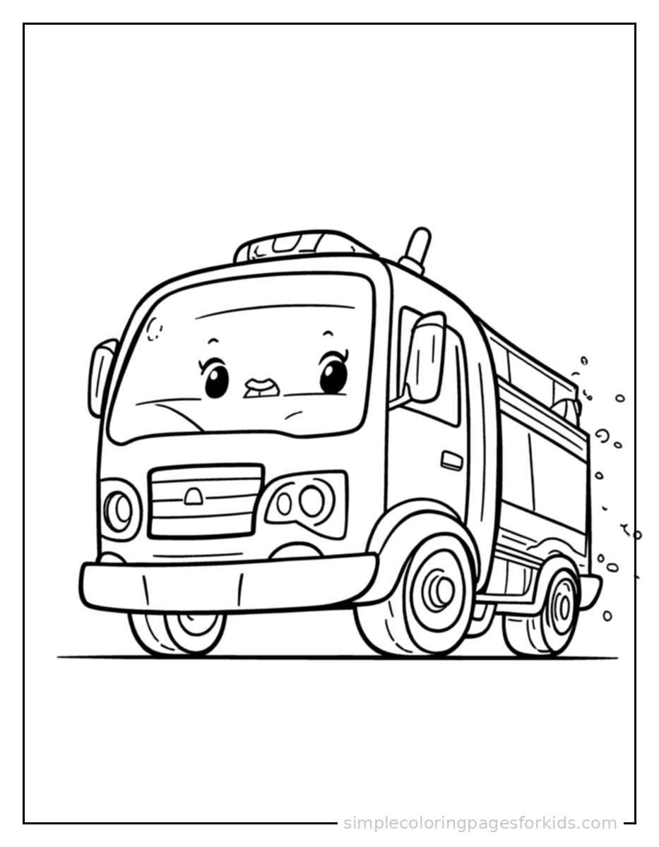 Printable fire truck coloring page for kids