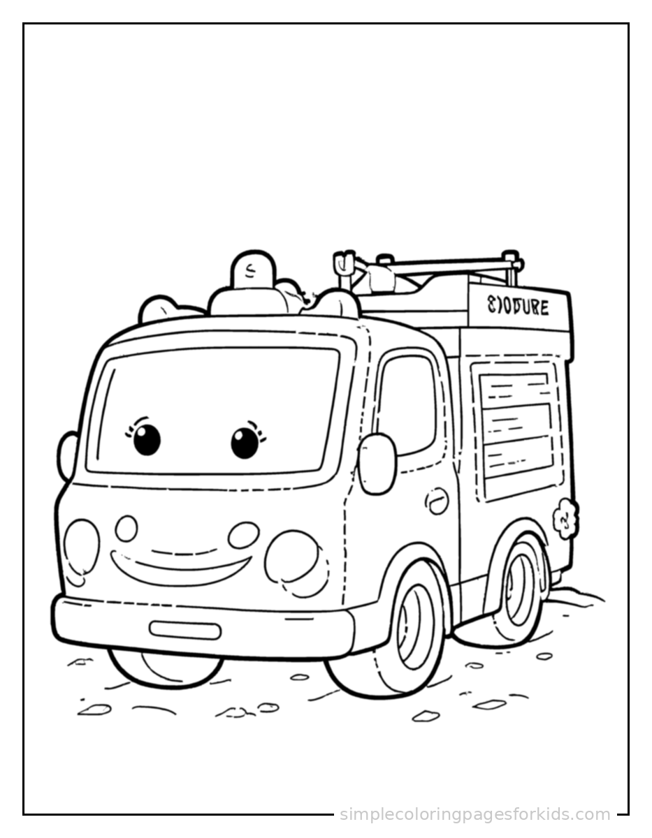 Printable fire truck coloring page for kids