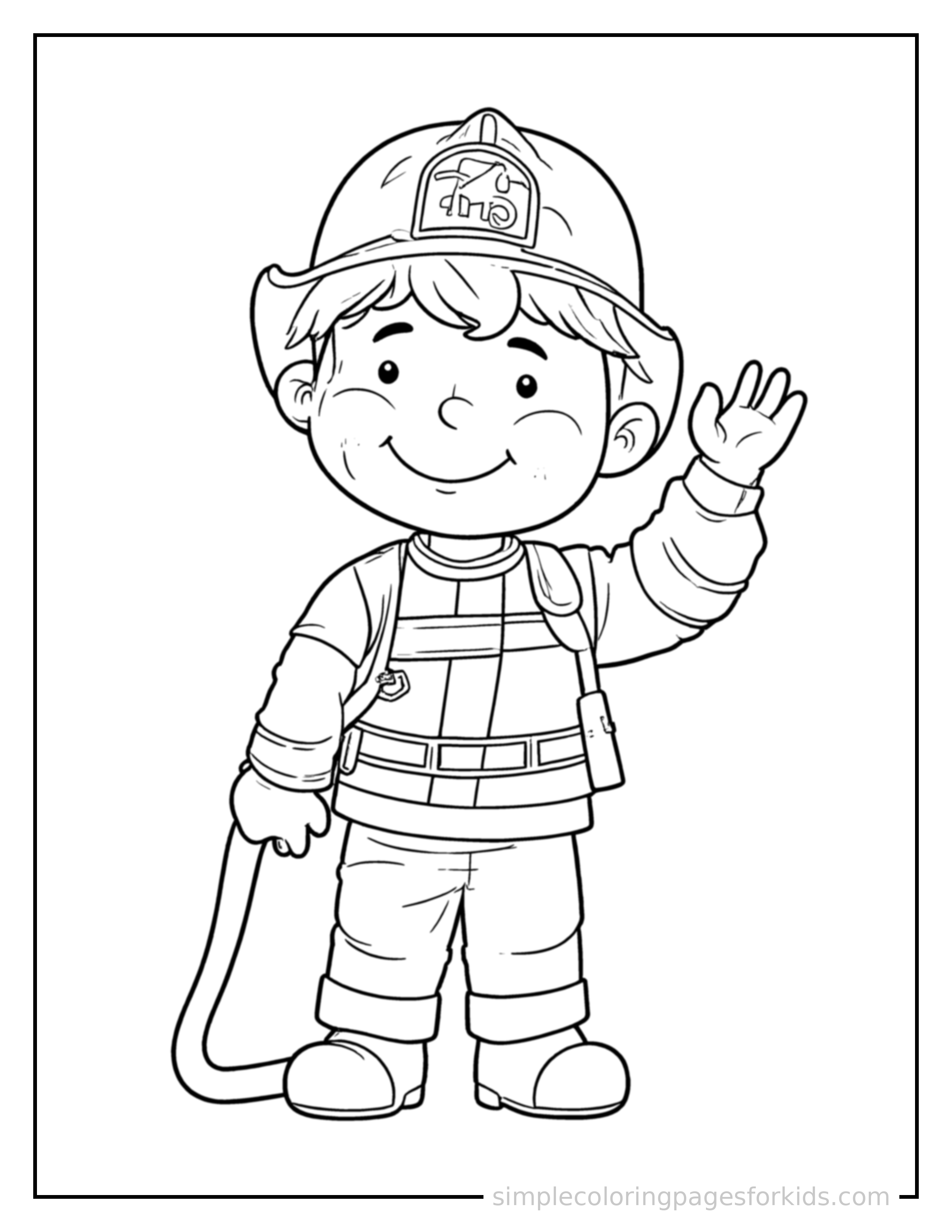 Printable firefighter coloring page for kids