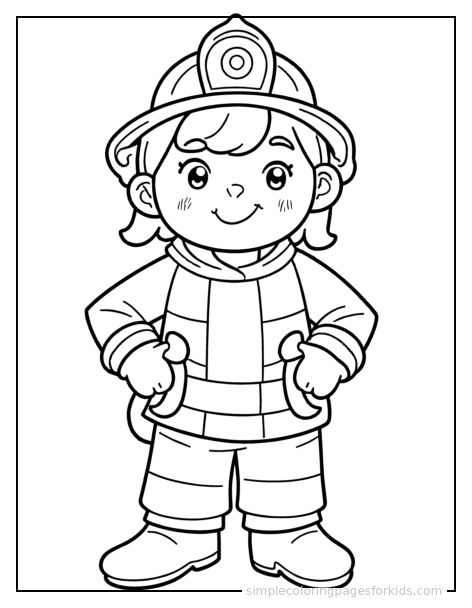 Printable firefighter coloring page for kids