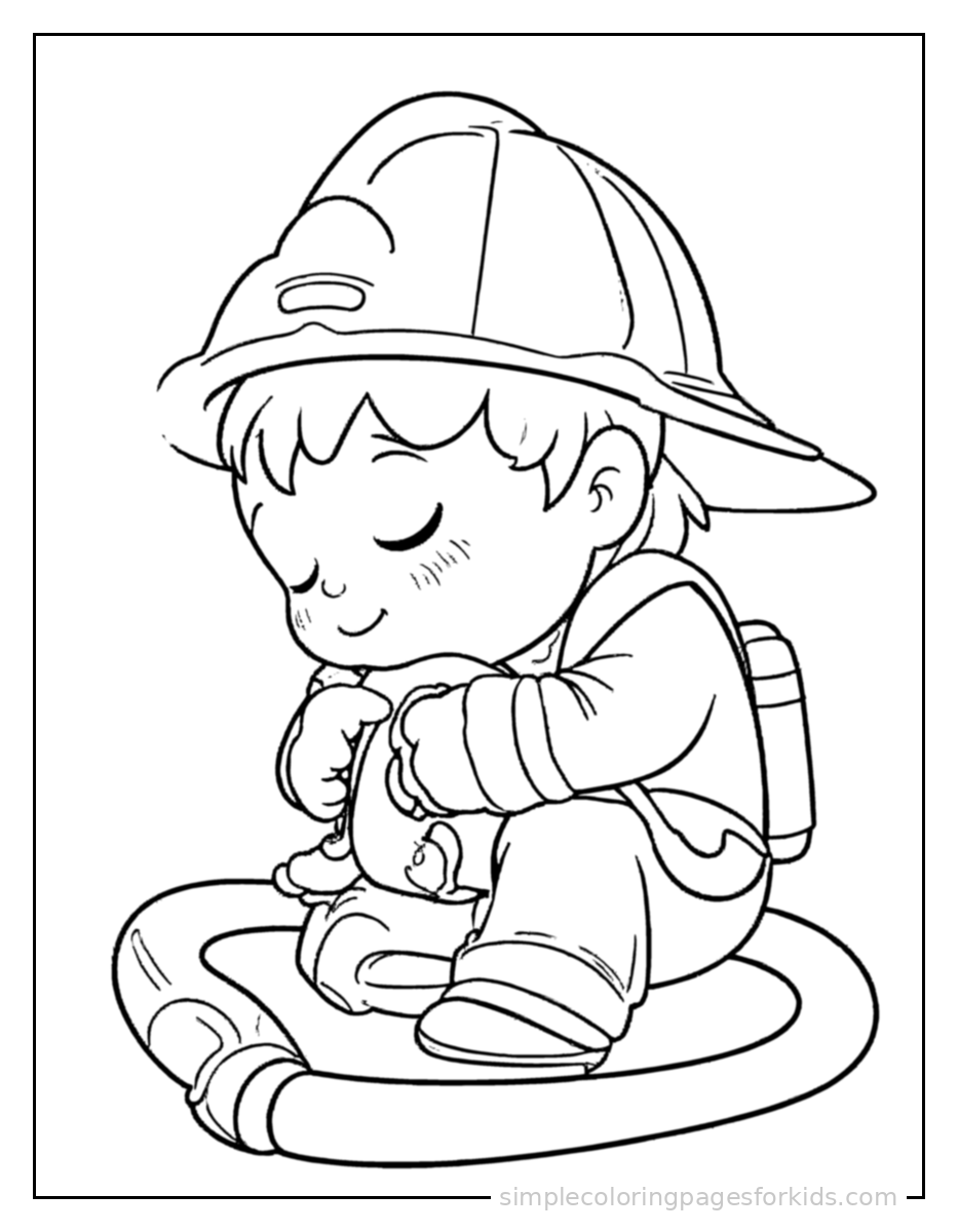 Printable firefighter coloring page for kids
