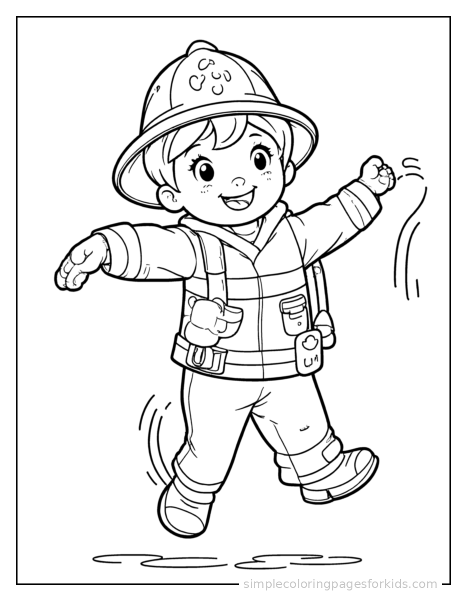 Printable firefighter coloring page for kids