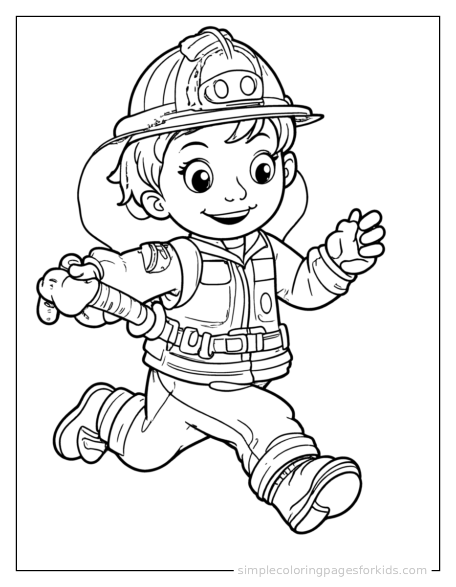 Printable firefighter coloring page for kids
