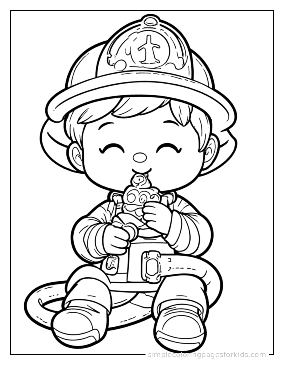 Printable firefighter coloring page for kids