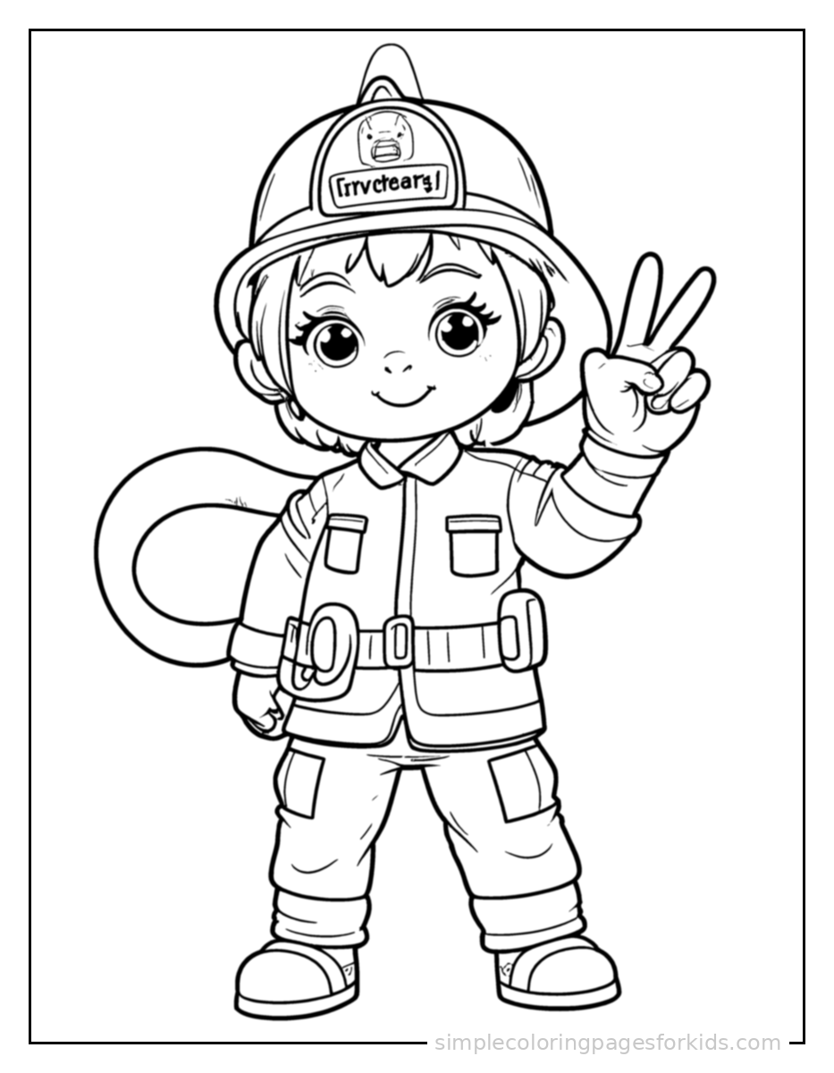 Printable firefighter coloring page for kids