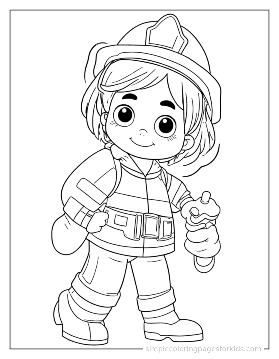 Printable firefighter coloring page for kids