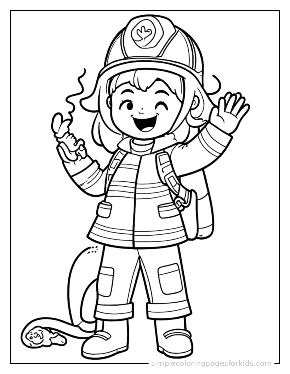 Printable firefighter coloring page for kids