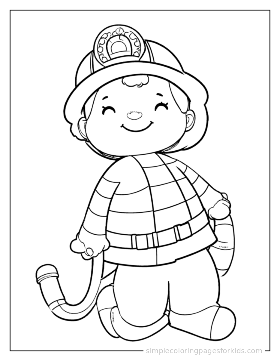 Printable firefighter coloring page for kids