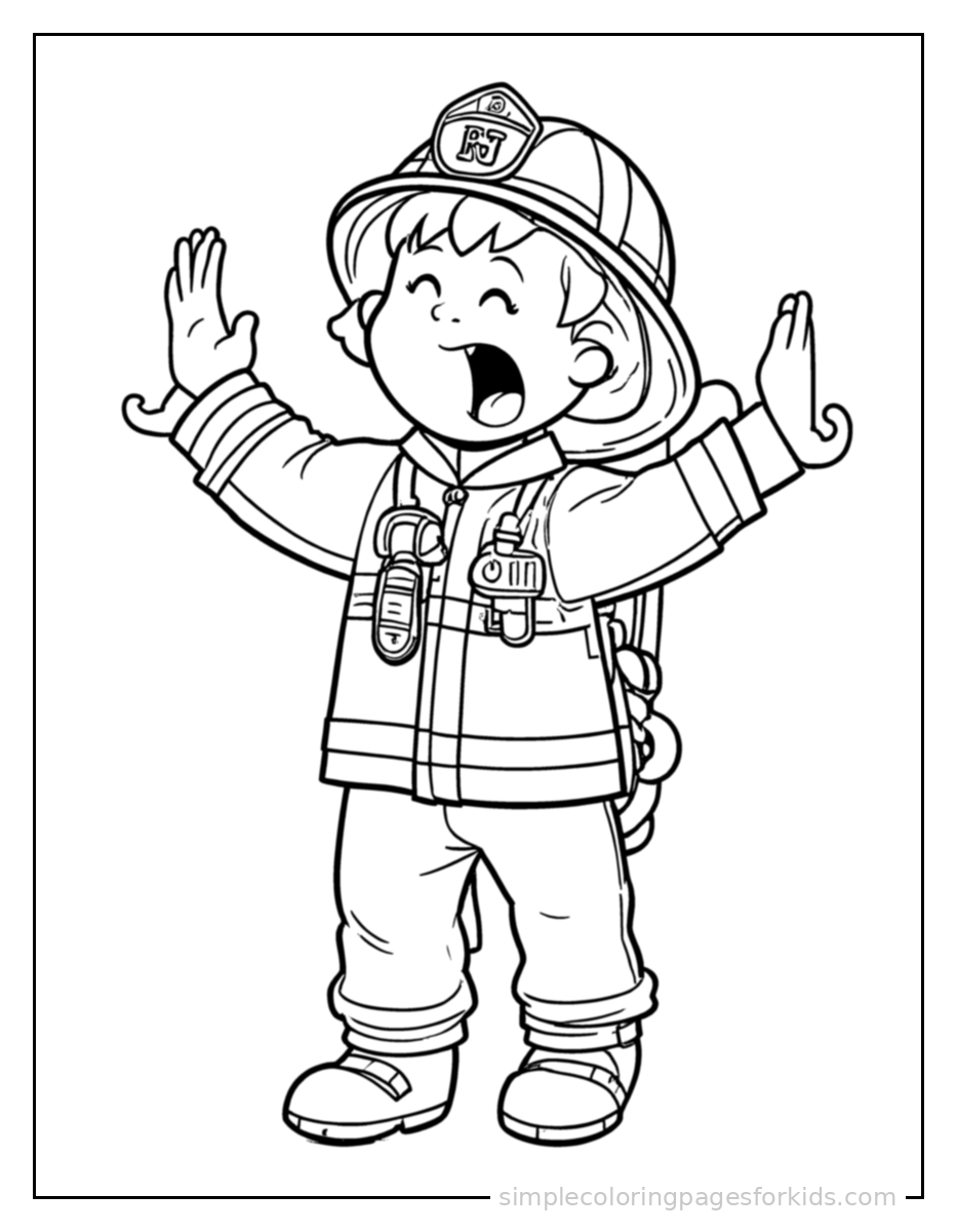 Printable firefighter coloring page for kids