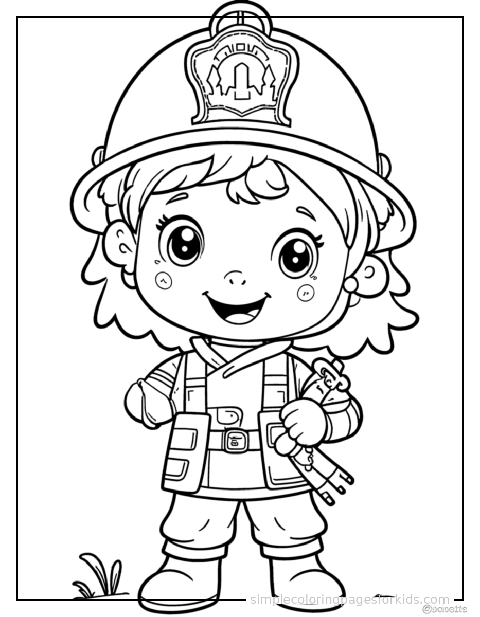 Printable firefighter coloring page for kids