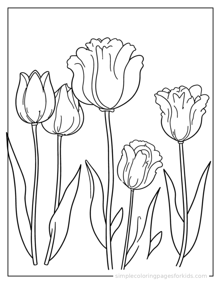 Printable flowers coloring page for kids