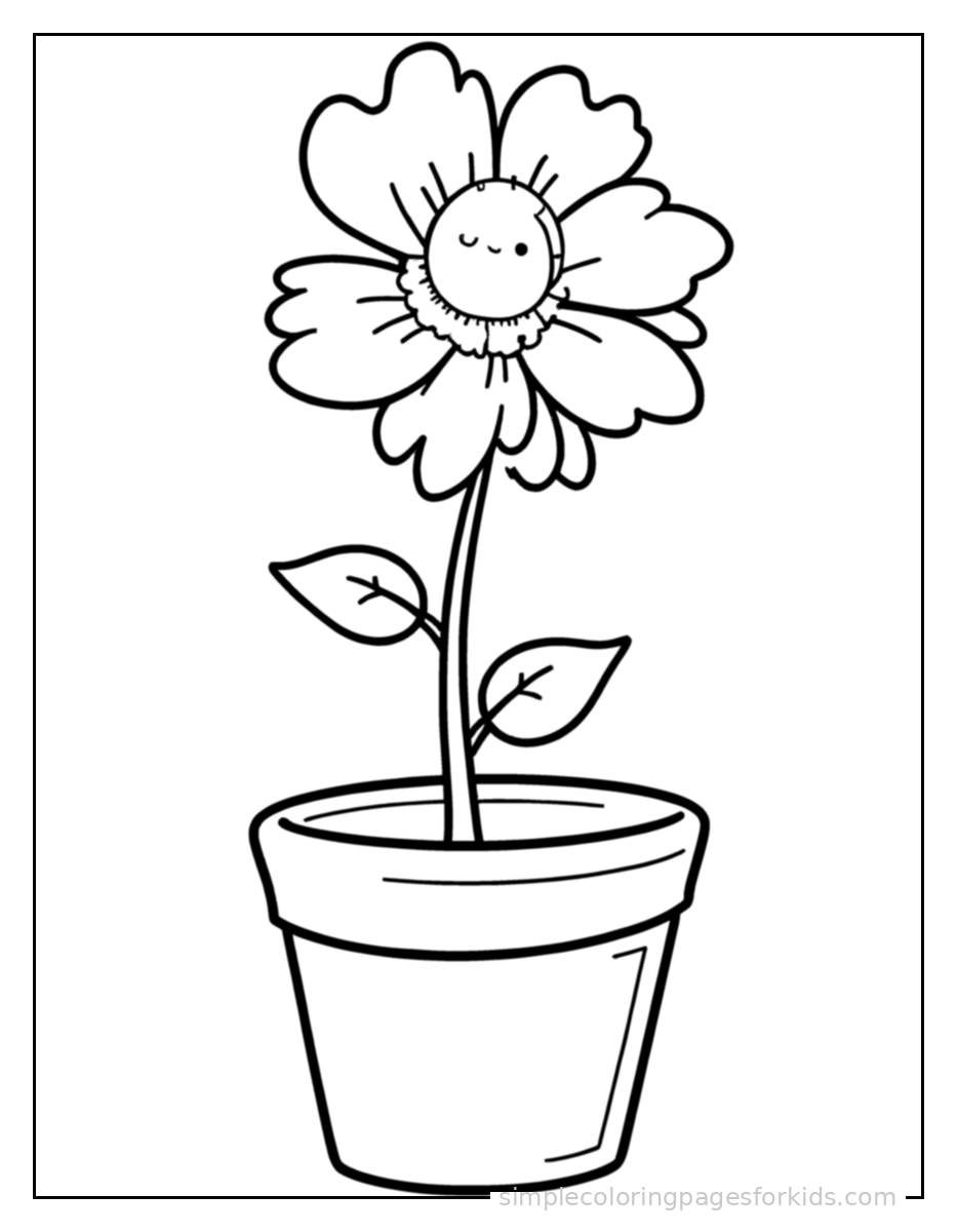 Printable flowers coloring page for kids