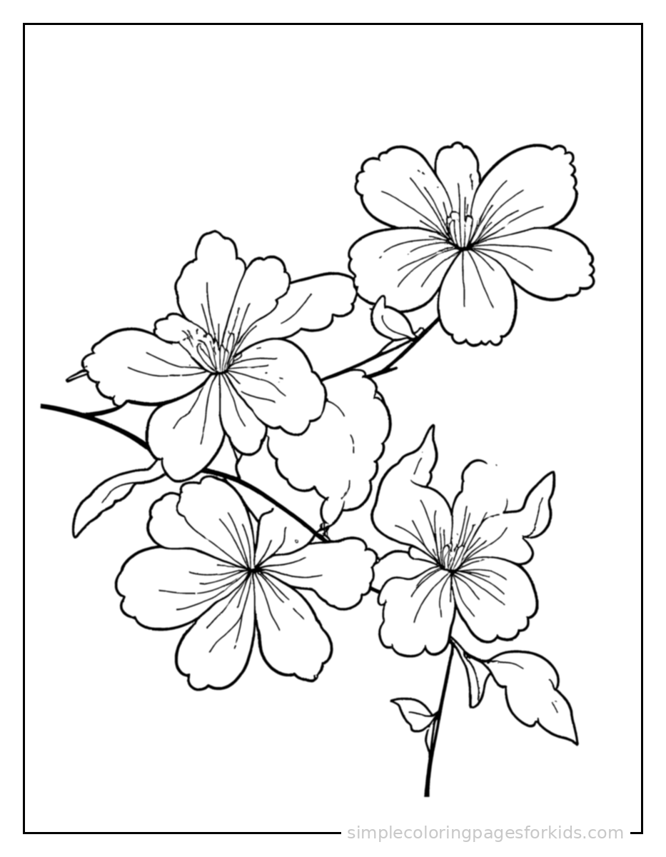 Printable flowers coloring page for kids