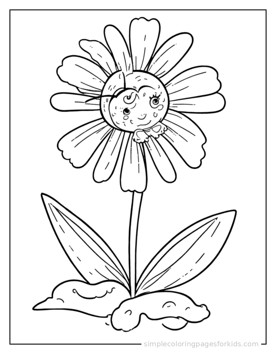 Printable flowers coloring page for kids