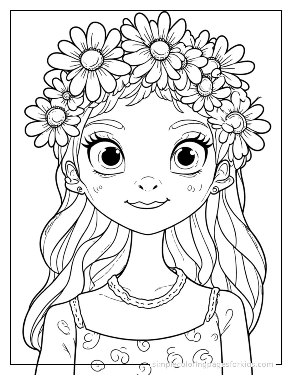 Printable flowers coloring page for kids