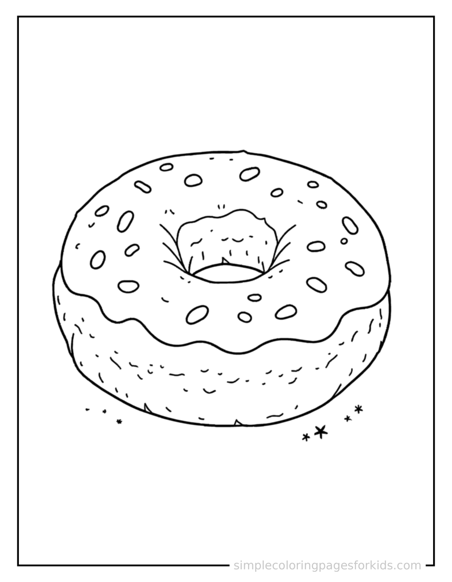 Sparkling Glazed Donut With Sprinkles Coloring Page
