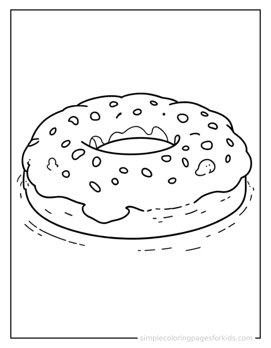 Coloring Scene 3 Glazed Donut With Sprinkles Coloring Page