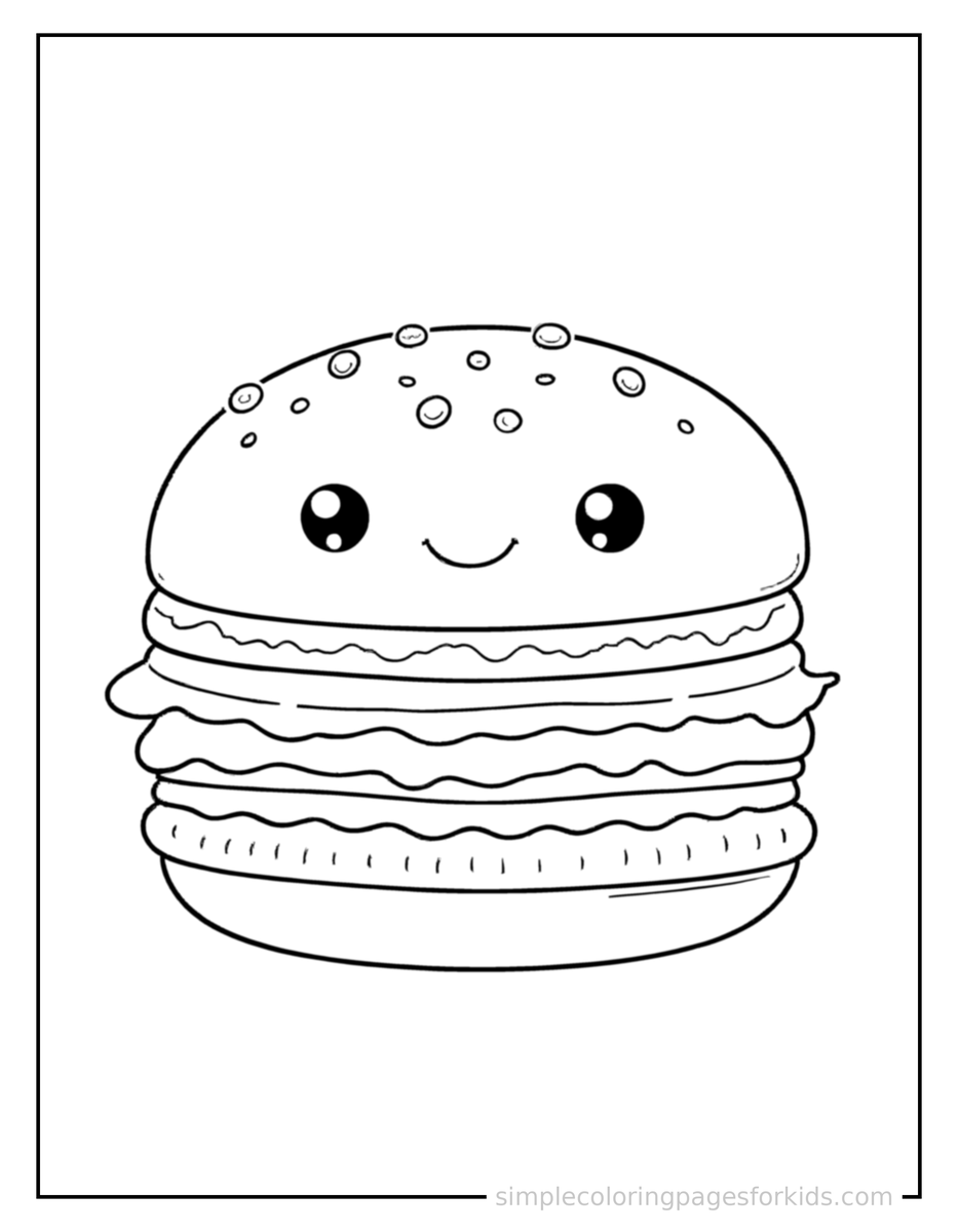Hamburger With A Sesame Bun Coloring Pages