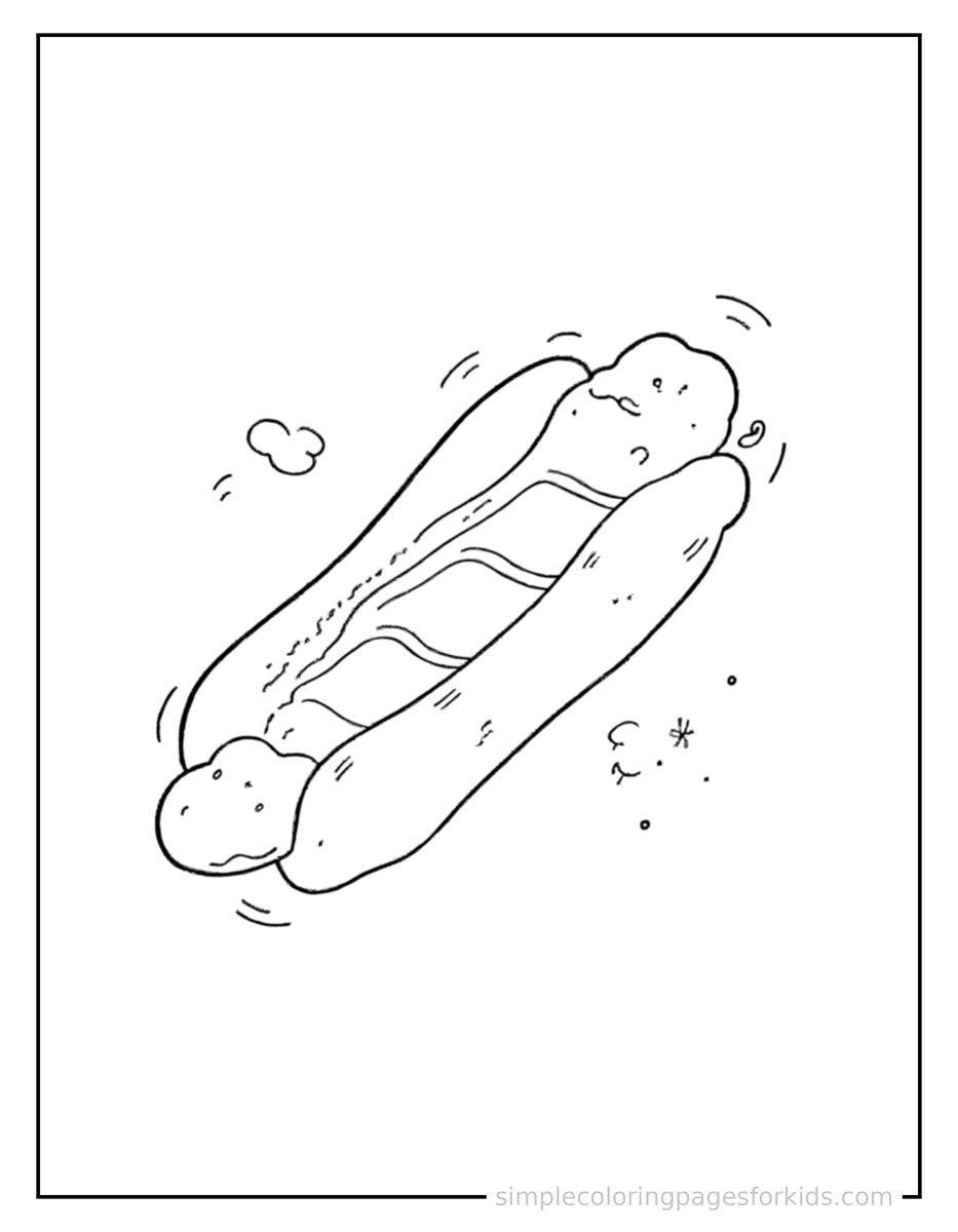 Sparkling Hot Dog With Mustard Coloring Page