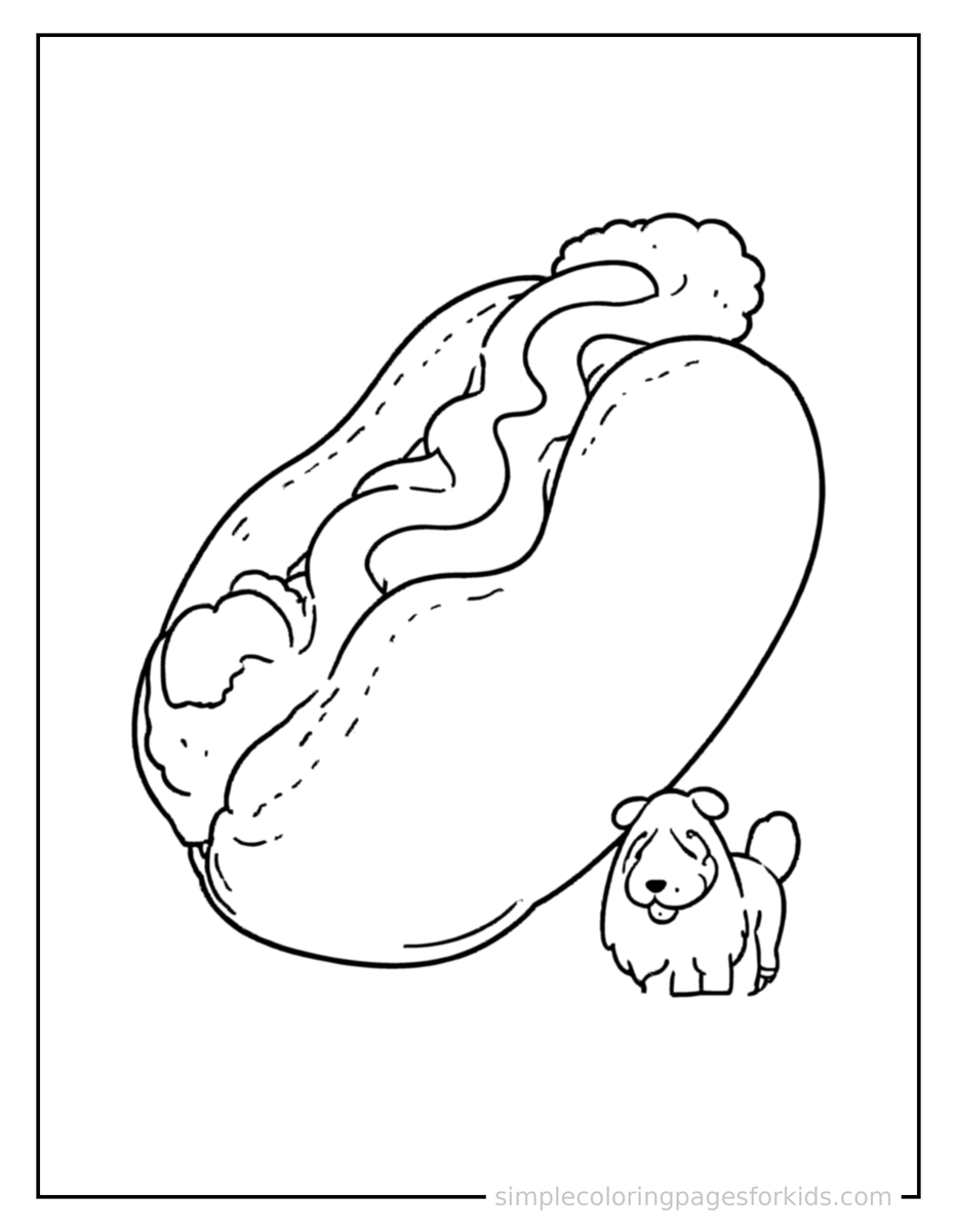 Coloring Scene 3 Hot Dog With Mustard Coloring Page