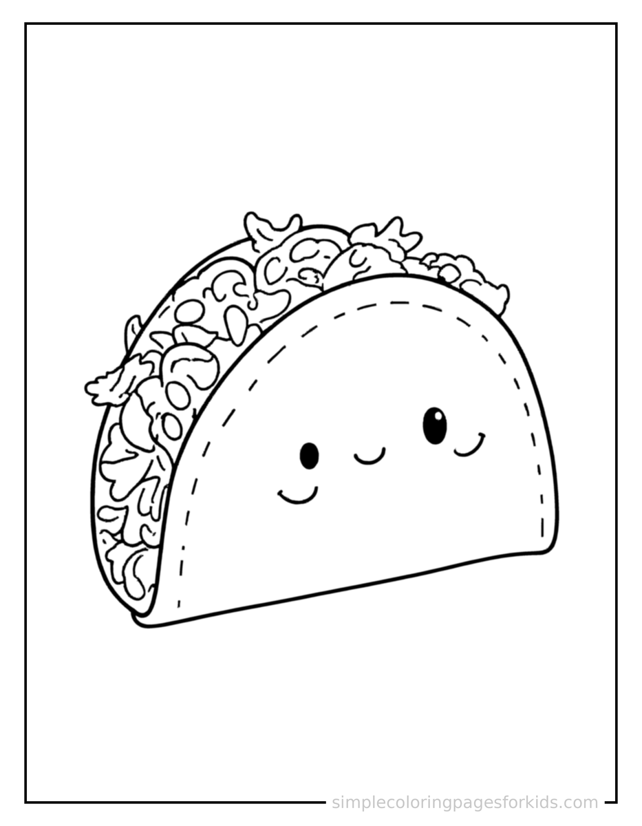 Taco With Lettuce And Tomato Coloring Pages