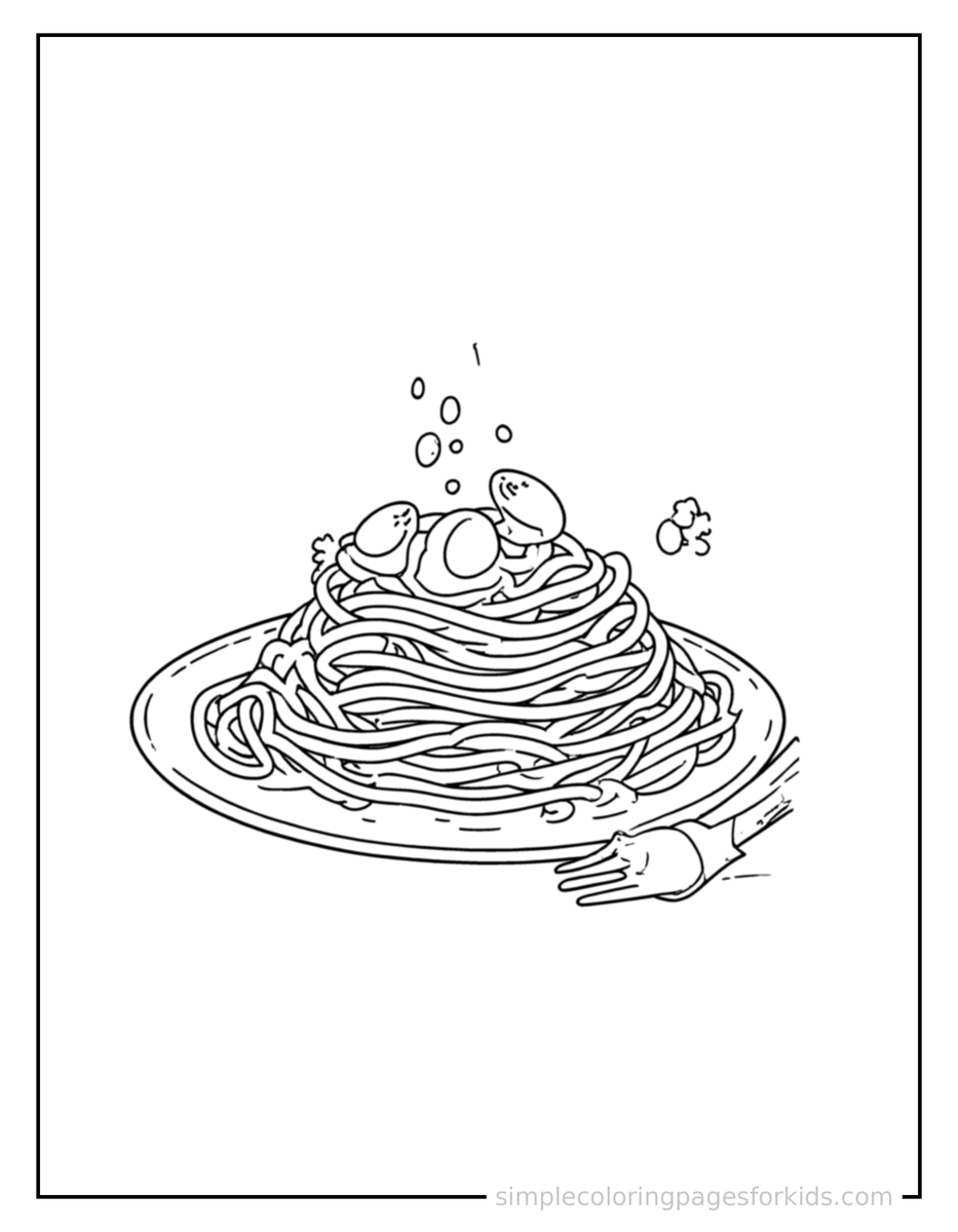 Coloring Scene 3 Plate Of Spaghetti With Sauce Coloring Page