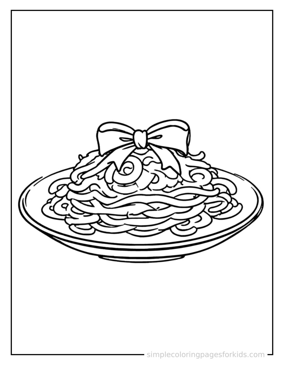 Coloring Scene 4 Plate Of Spaghetti With Sauce Coloring Page