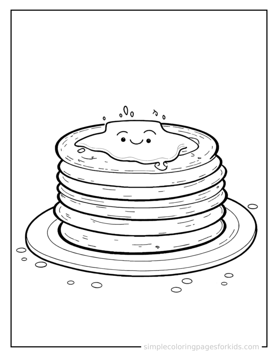 Sparkling Stack Of Pancakes With Syrup Coloring Page