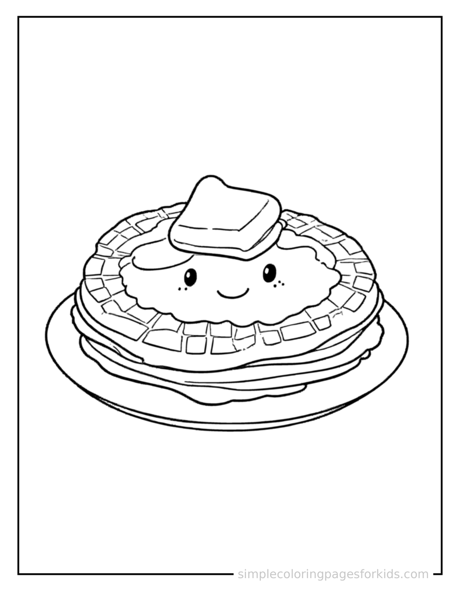 Waffle With Syrup And Butter Coloring Pages