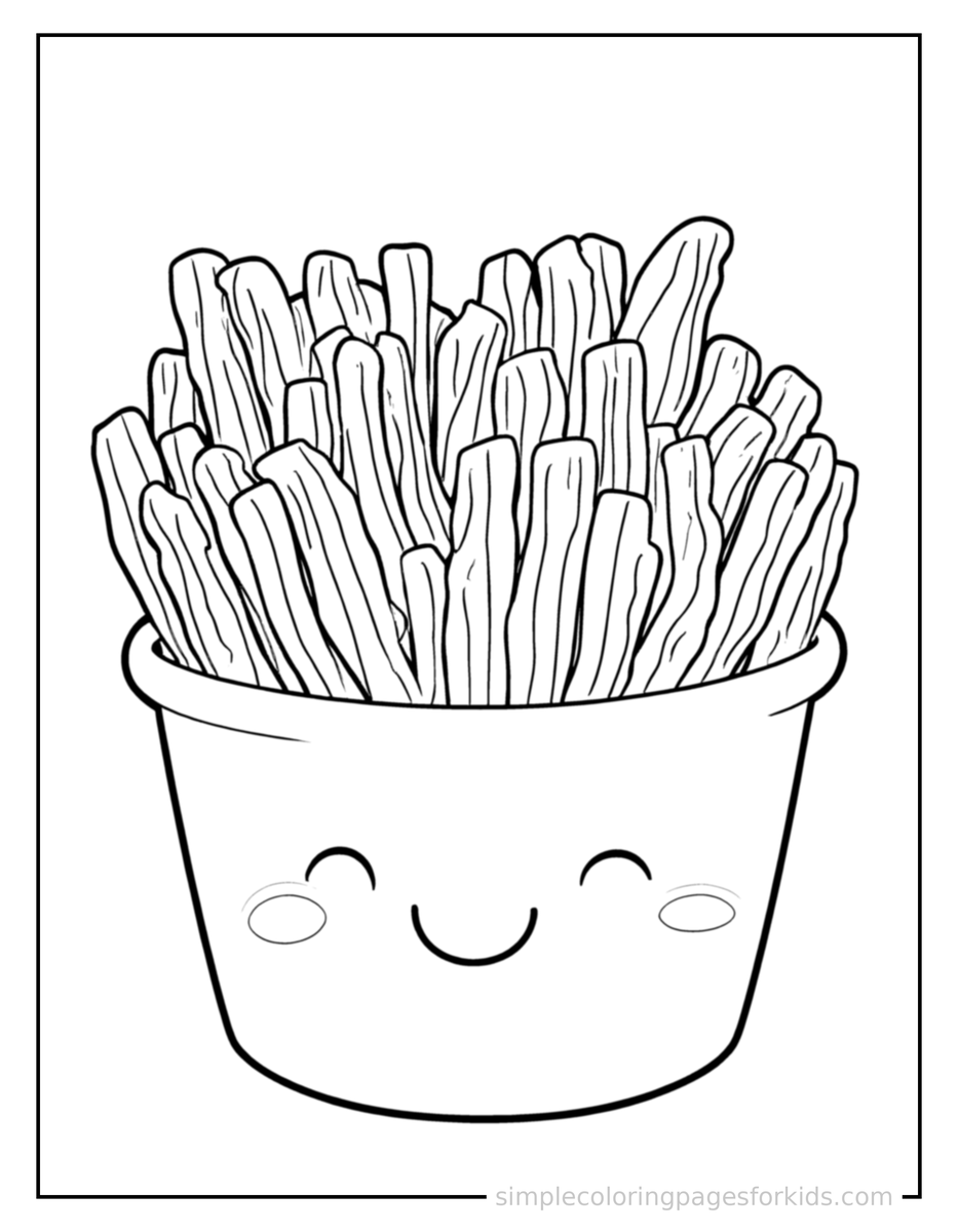 Basket Of French Fries Coloring Pages