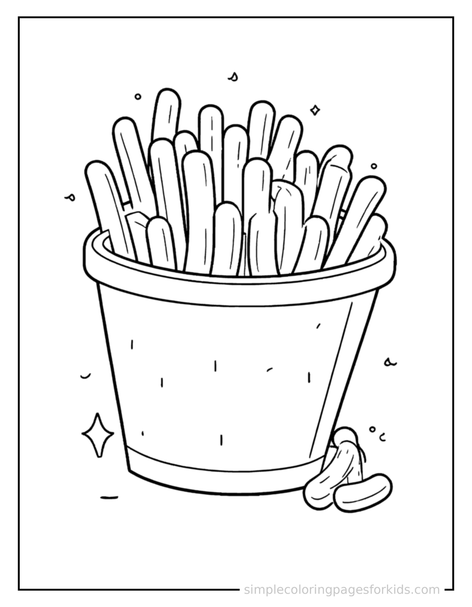 Sparkling Basket Of French Fries Coloring Page