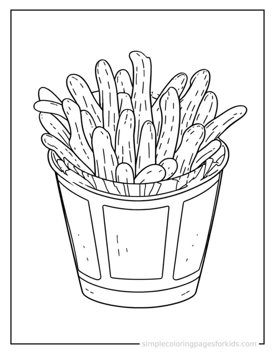 Coloring Scene 3 Basket Of French Fries Coloring Page