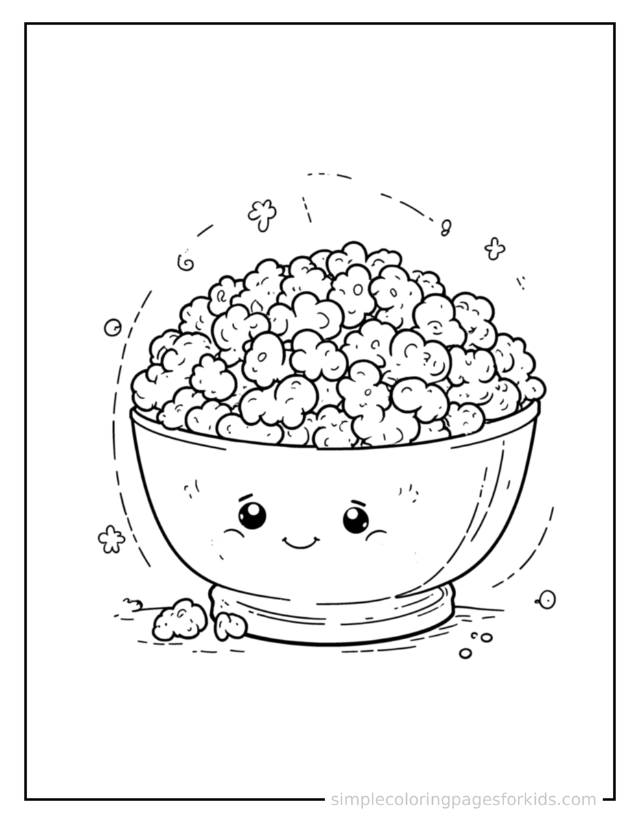 Bowl Of Popcorn Coloring Pages