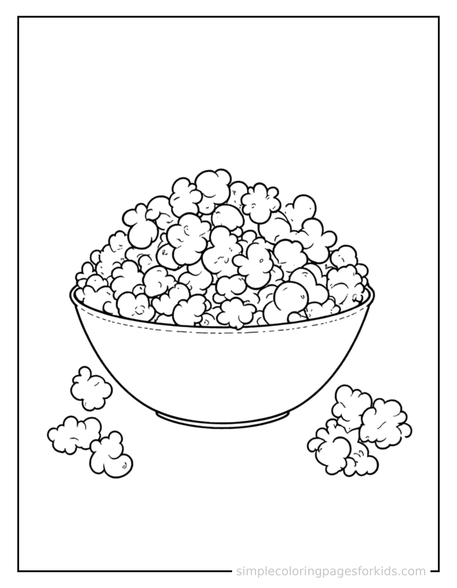 Coloring Scene 3 Bowl Of Popcorn Coloring Page