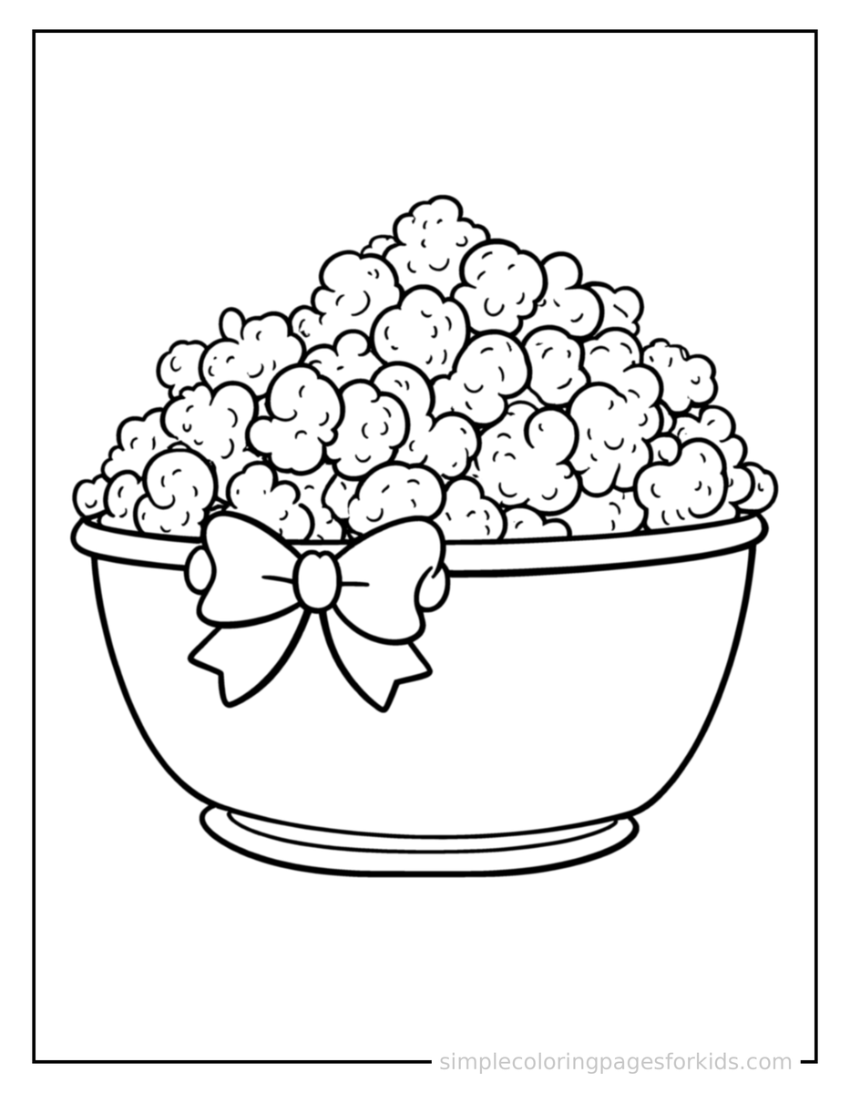 Coloring Scene 4 Bowl Of Popcorn Coloring Page